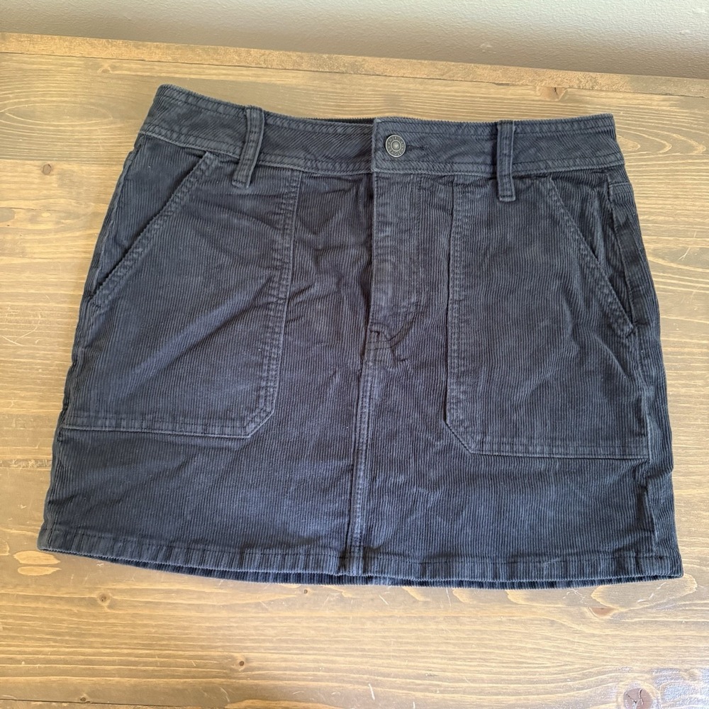 American Eagle Womens 8 Regular Charcoal Grey Corduroy Mini Skirt